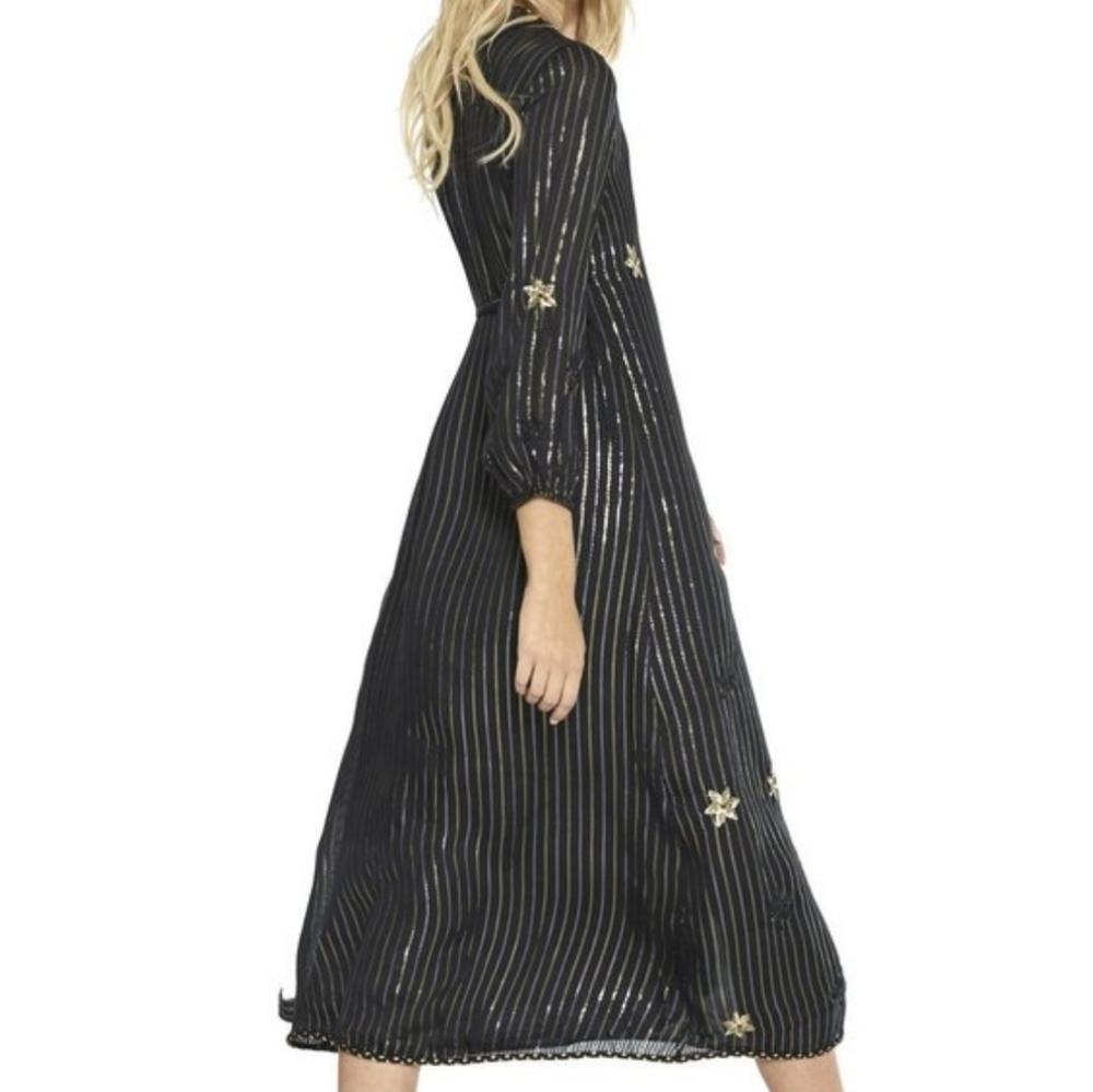 Misa Madalina Maxi Wrap Dress Black Sequin NEW - Picture 7 of 12